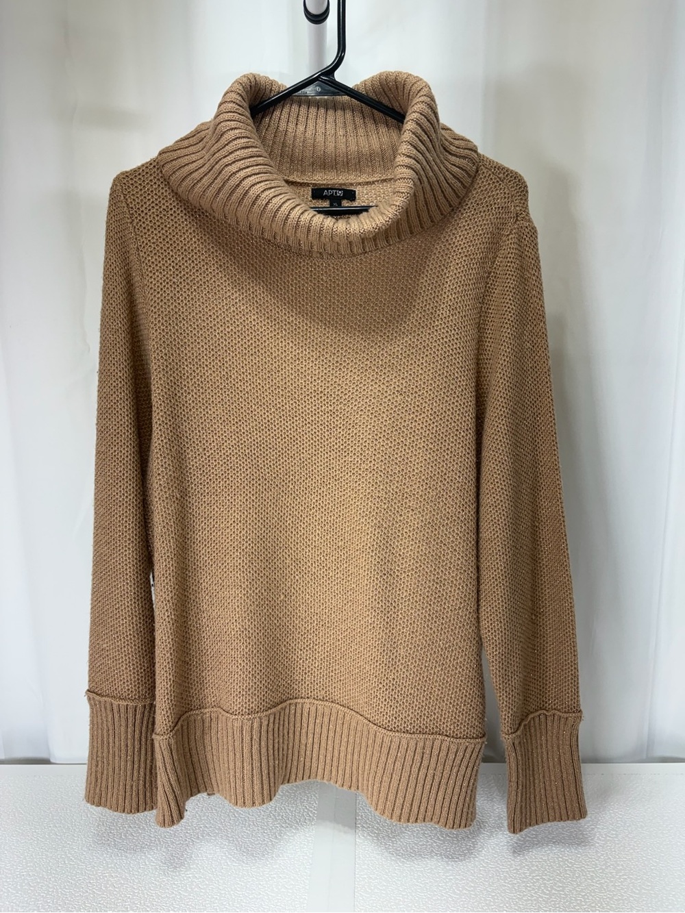 Apt. 9 Tan Ribbed Cowl Neck Sweater 4198